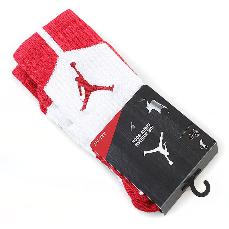 Носки Air Jordan Носки Air JordanНоски<br>62% полиэстер, 19% нейлон, 17% хлопок, 2% эластан<br><br>Цвет: белый, красный<br>Размеры US: L<br>Пол: Мужской