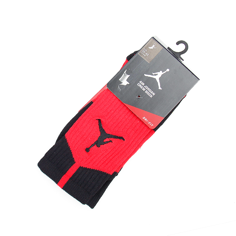 Носки Air Jordan DriFit Crew Носки Air Jordan DriFit CrewНоски<br>Полиэстер, нейлон, хлопок, эластан<br><br>Цвет: Красный, черный<br>Размеры US: L<br>Пол: Мужской