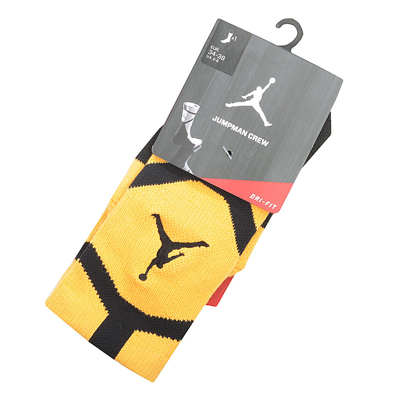 Носки Jordan Jumpman Dri-FIT Носки Jordan Jumpman Dri-FITНоски<br>Эластан, полиэстер, нейлон, хлопок<br><br>Цвет: Желтый, черный<br>Размеры US: S