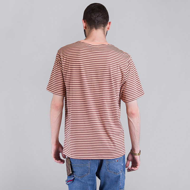 мужская персиковая футболка Stussy STRIPE CREW TEE 1140010-PEACH - цена, описание, фото 4