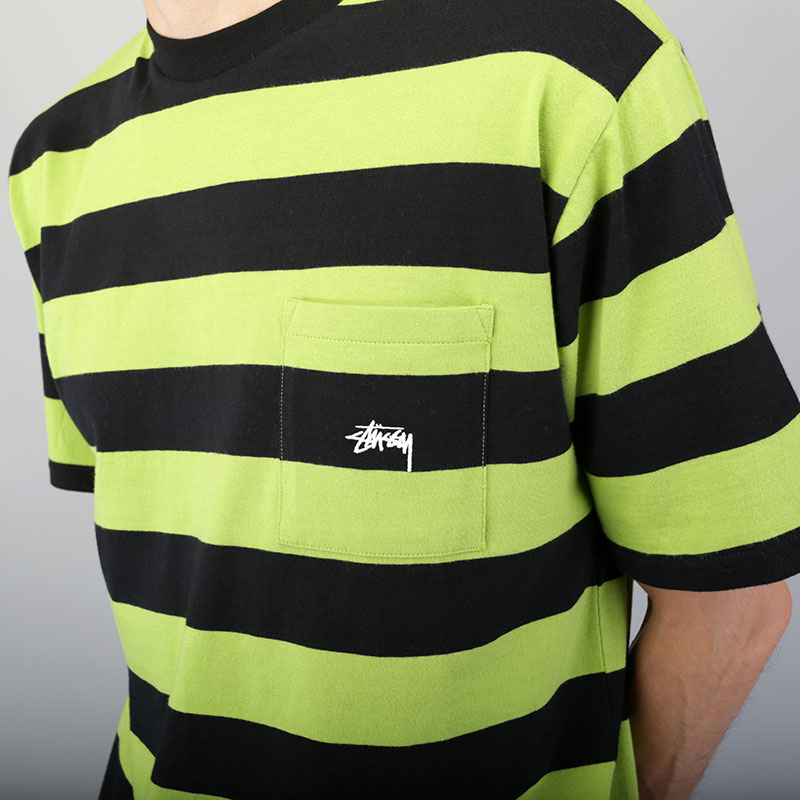 мужская черная футболка Stussy Range Stripe Pocket Crew 114999-black - цена, описание, фото 4