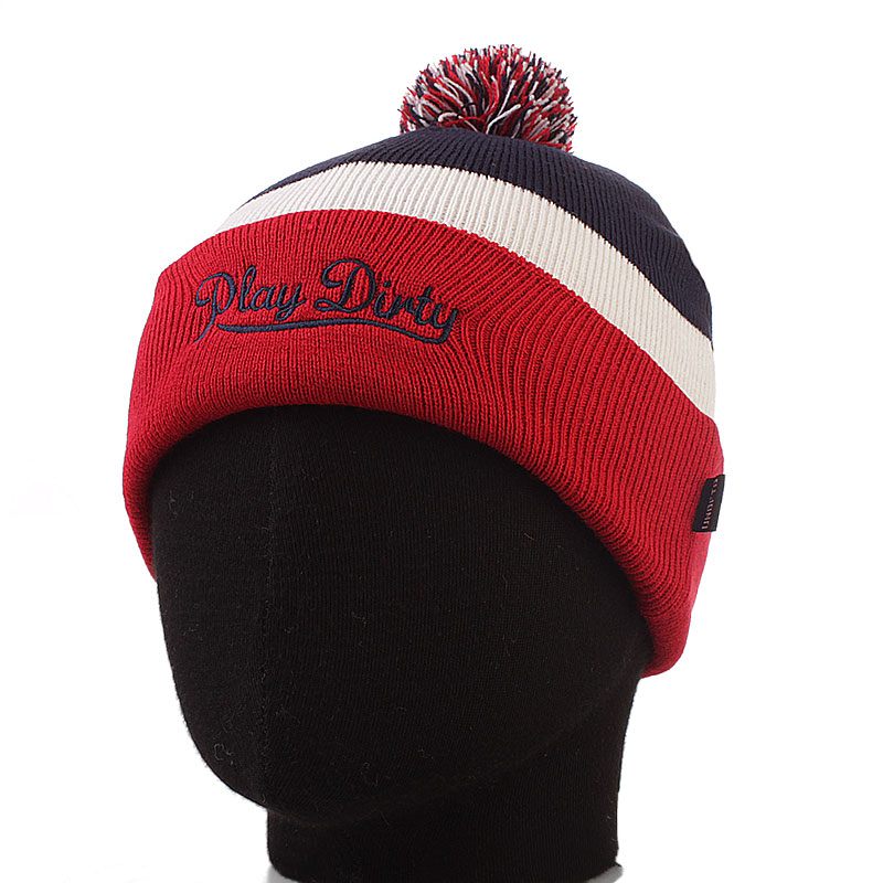 Undftd Шапка Tri-Color Pom Pom Beanie (532224-navy)  - цена, описание, фото 1