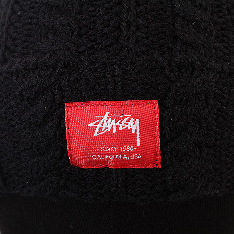 Stussy Шапка Matthew Cuff Pom-Pom Beanie (132494-blk)  - цена, описание, фото 2