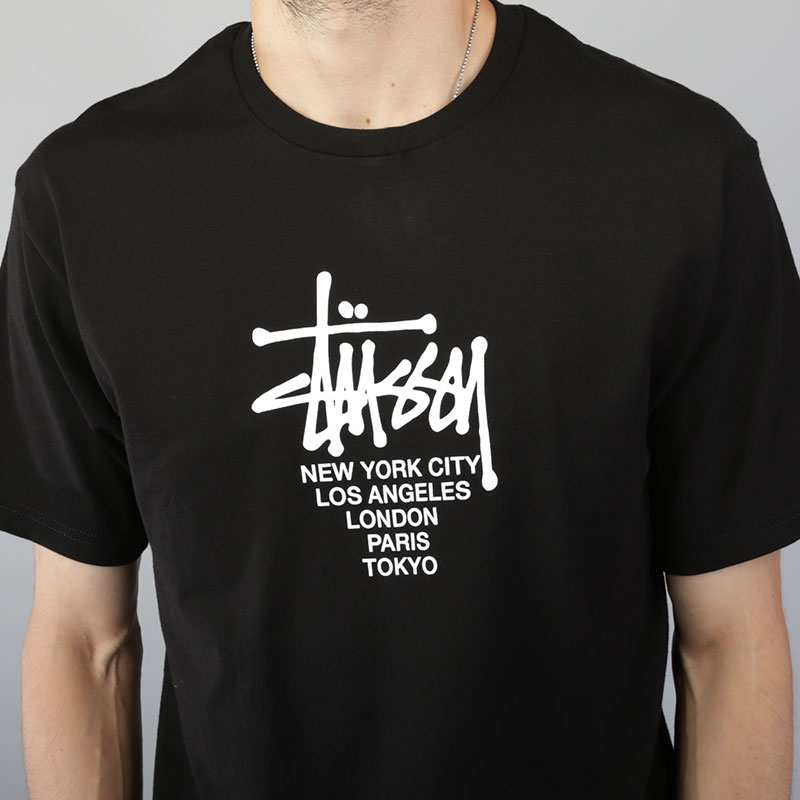 мужская черная футболка Stussy Big Cities Tee 1904062-black - цена, описание, фото 4