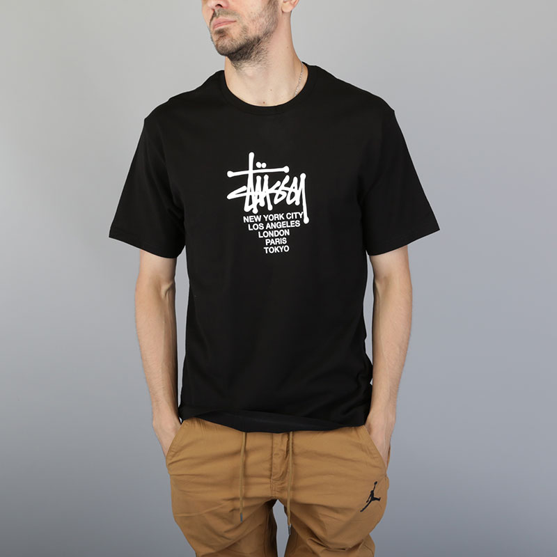 мужская черная футболка Stussy Big Cities Tee 1904062-black - цена, описание, фото 1