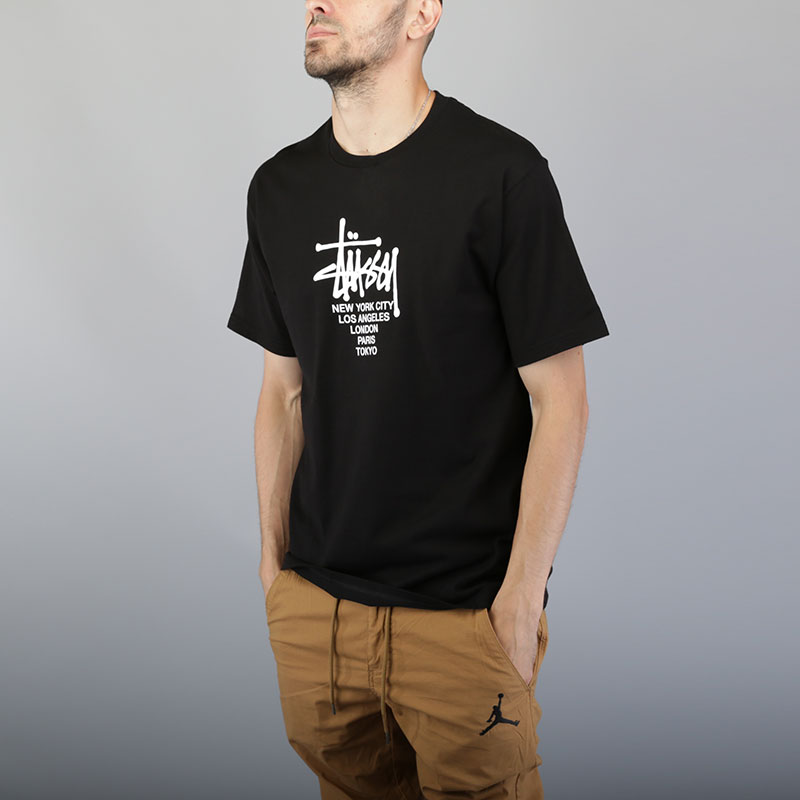 мужская черная футболка Stussy Big Cities Tee 1904062-black - цена, описание, фото 2