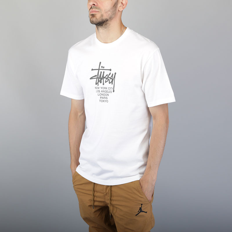 мужская белая футболка Stussy Big Cities Tee 1904062-white - цена, описание, фото 2