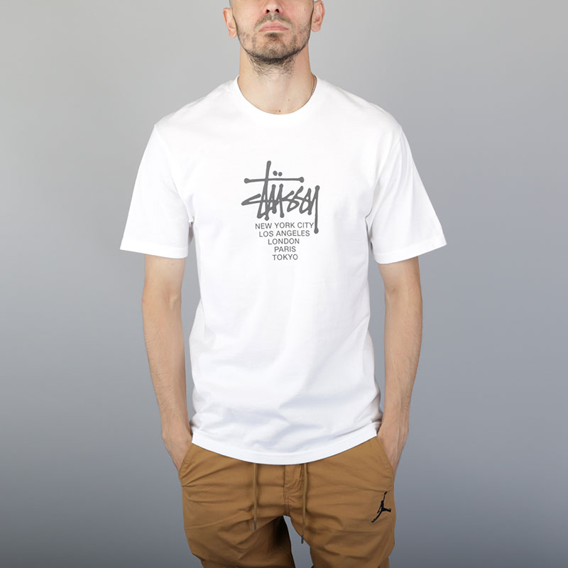 мужская белая футболка Stussy Big Cities Tee 1904062-white - цена, описание, фото 1