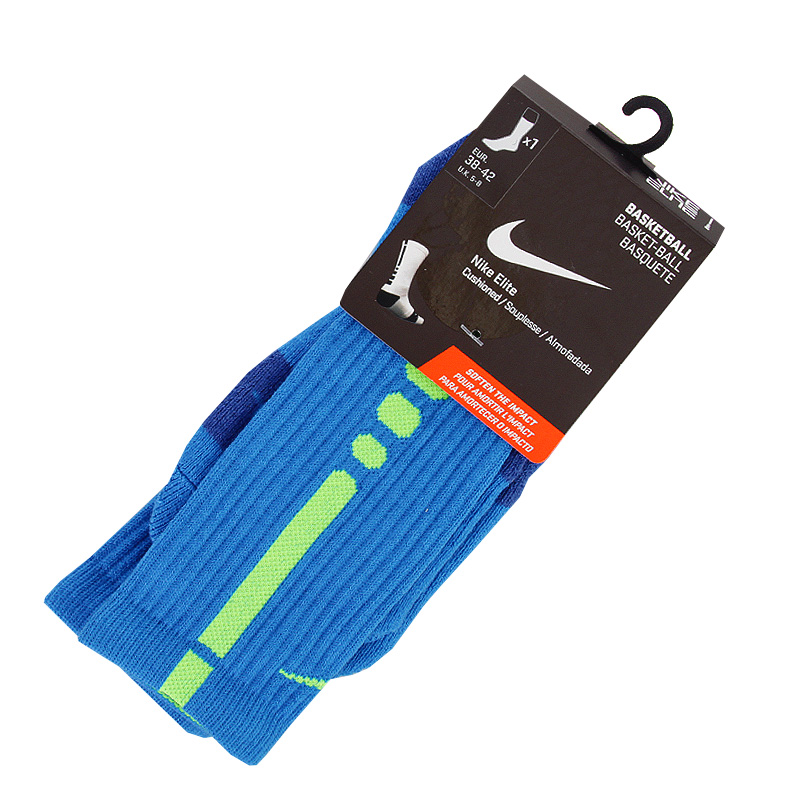 

Носки Nike, Синий;салатовый, Elite Basketball
