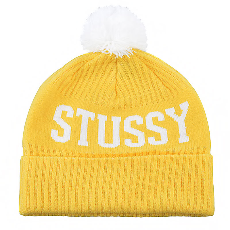   Шапка Stussy Classic Pom-Pom Beanie 132597-yellowr - цена, описание, фото 1