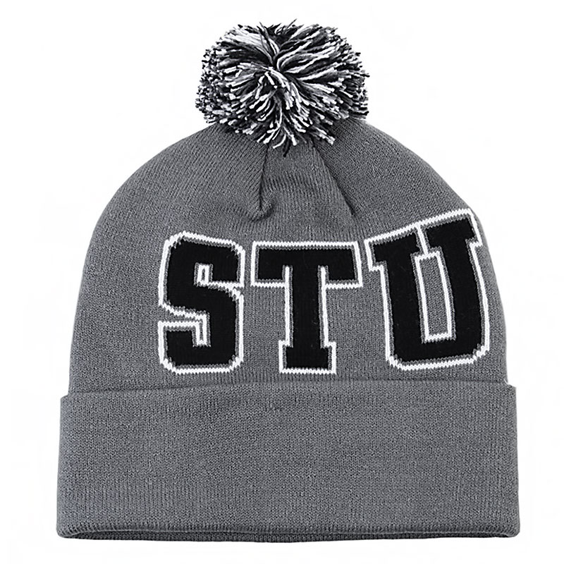 Stussy Шапка Stussy Hoop Pom-Pom Beanie (132598-grey heather)  - цена, описание, фото 1