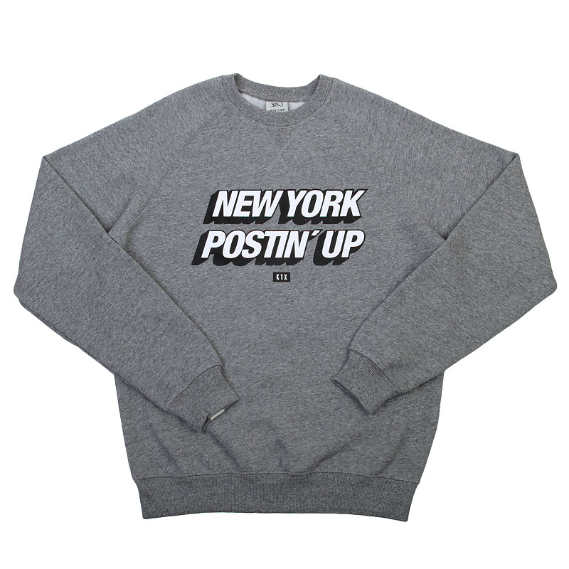 мужская серая толстовка K1X NY Postin' Up Crewneck 1300-0442/8899 - цена, описание, фото 1