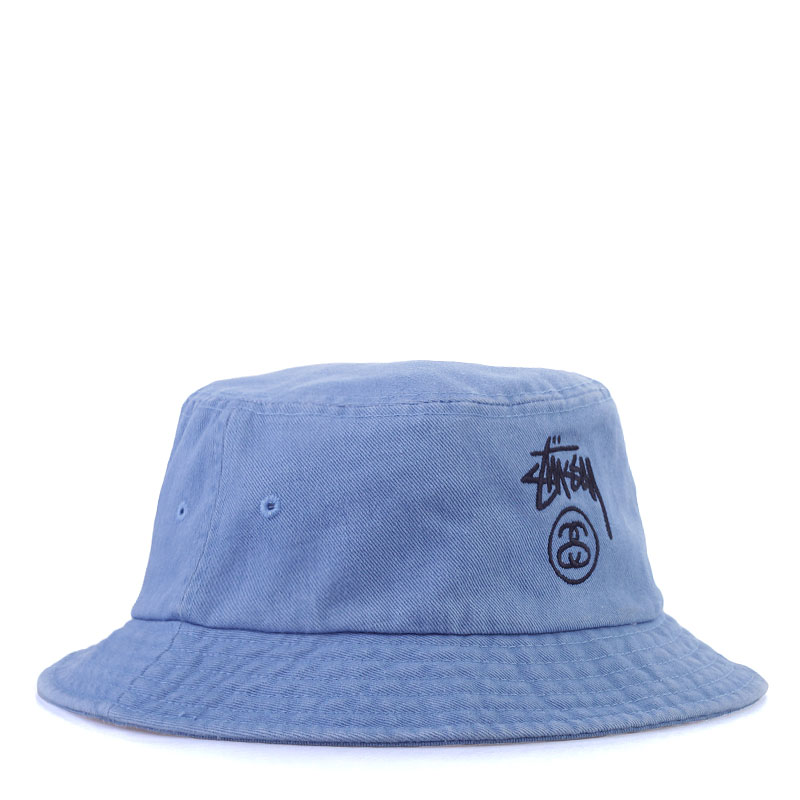 Мужская панама Stussy Stock Lock Denim Bucket Hat (132640-indigo)  - цена, описание, фото 1