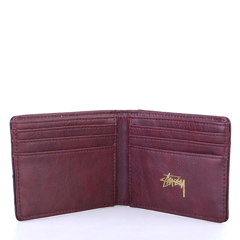  бордовый бумажник Stussy Ostrich Bi-Fold Wallet 136110-burgundy - цена, описание, фото 2