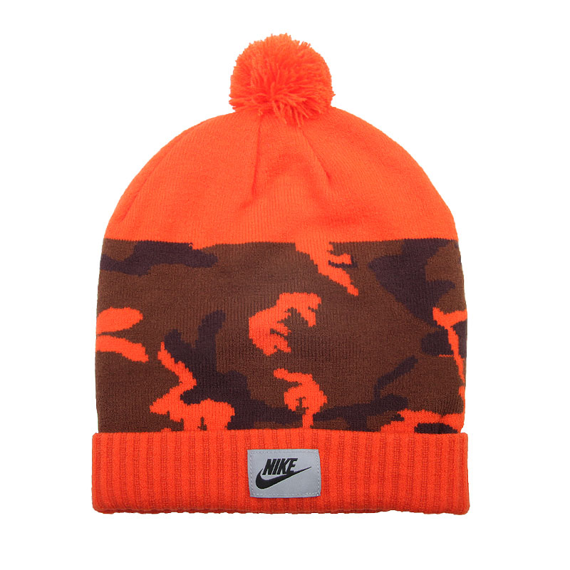  оранжевая шапка Nike Camo Pom 688788-891 - цена, описание, фото 1