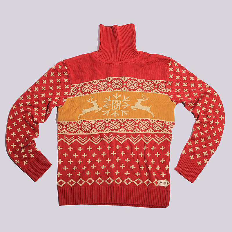 мужской красный свитер Запорожец heritage Deer Deer-red - цена, описание, фото 1