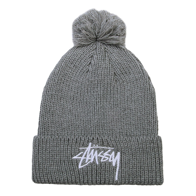 Шапка Stussy Stock FA15 Pom Beanie (132715-grey/heat)  - цена, описание, фото 1