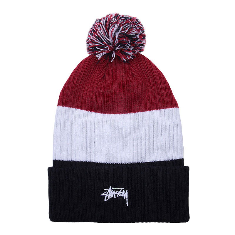 Шапка Stussy 3-Tone Heavy Pom Beanie (132709-navy)  - цена, описание, фото 1