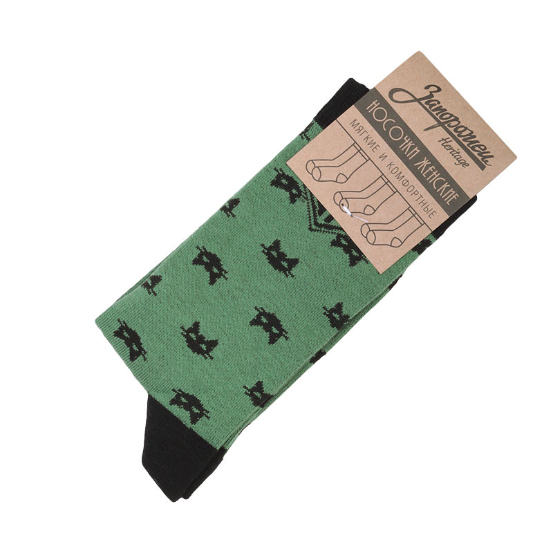 Женские носки Запорожец heritage W Котики (W Котики-Green)  - цена, описание, фото 1