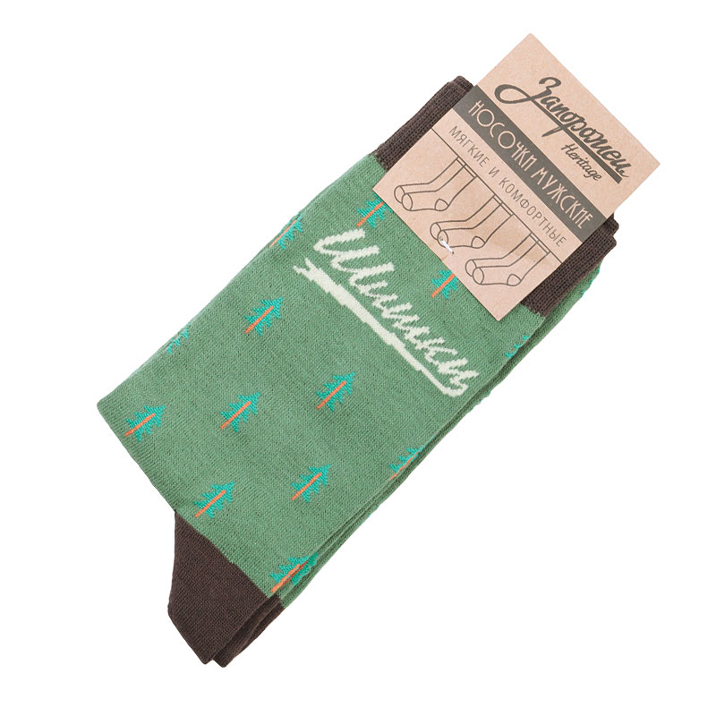 мужские зеленые носки Запорожец heritage Шишки Шишки-green - цена, описание, фото 1