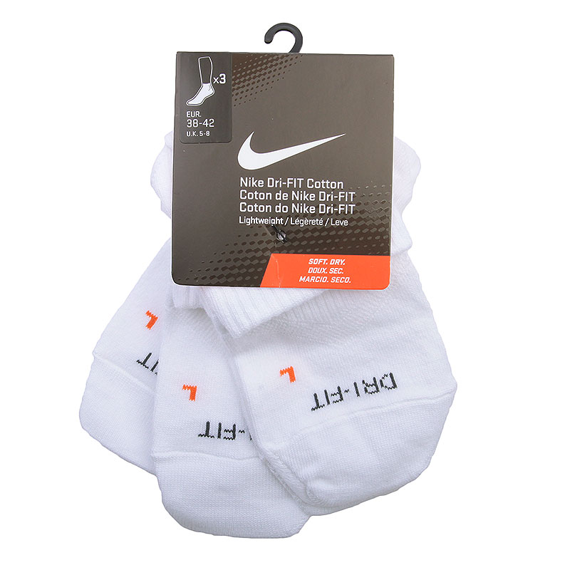 мужские белые носки Nike 3PPK Dri-FIT Lightweight QTR SX4847-101 - цена, описание, фото 1