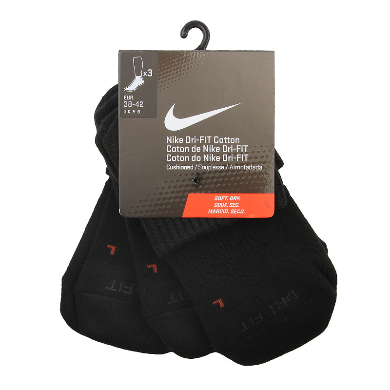 мужские черные носки Nike Dri-FIT Cushion Quarter 3-Pack Socks SX4835-001 - цена, описание, фото 1