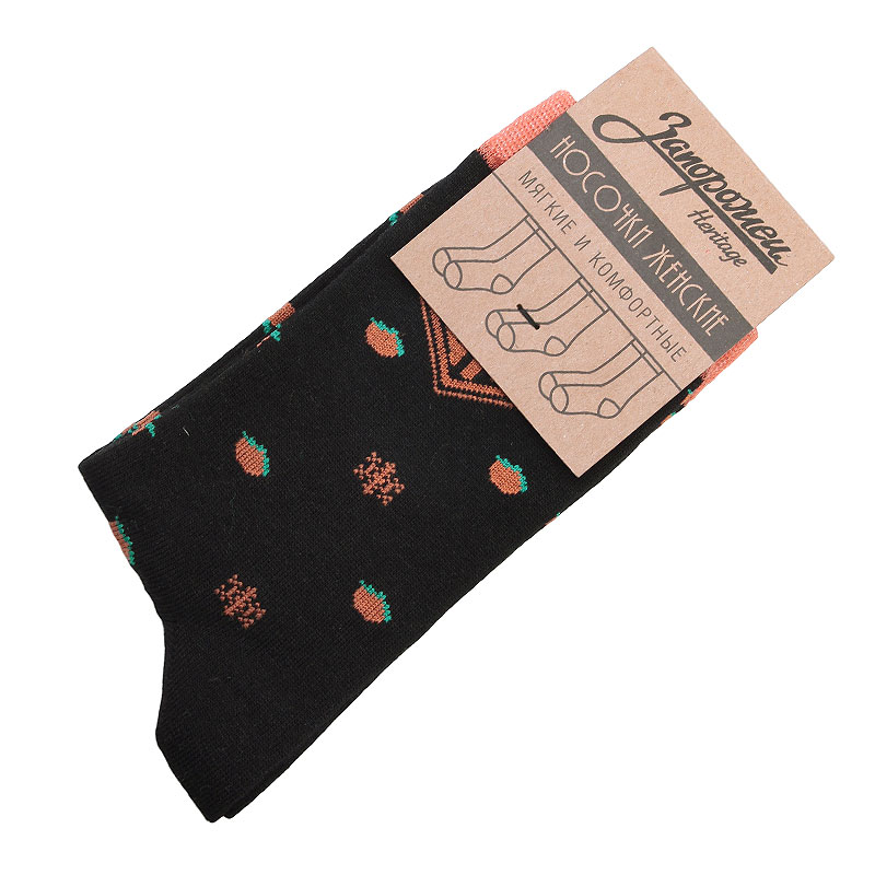 Женские носки Запорожец heritage Апельсин и Снежинки (W Апел и Снеж-blk)  - цена, описание, фото 1