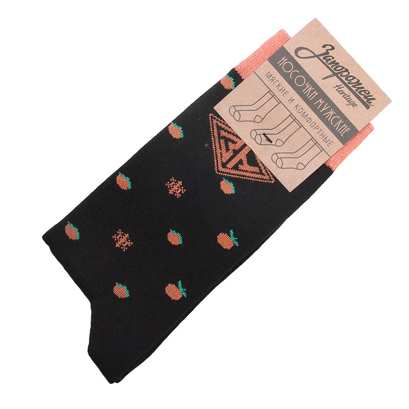 Мужские носки Запорожец heritage Апельсин и Снежинки (Апел и Снеж-blk)  - цена, описание, фото 1