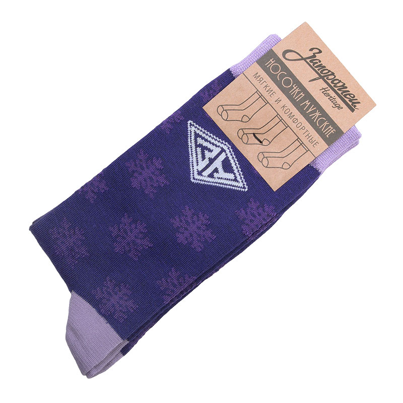 мужские фиолетовые носки Запорожец heritage Снежинки Снежинки-фиолет - цена, описание, фото 1