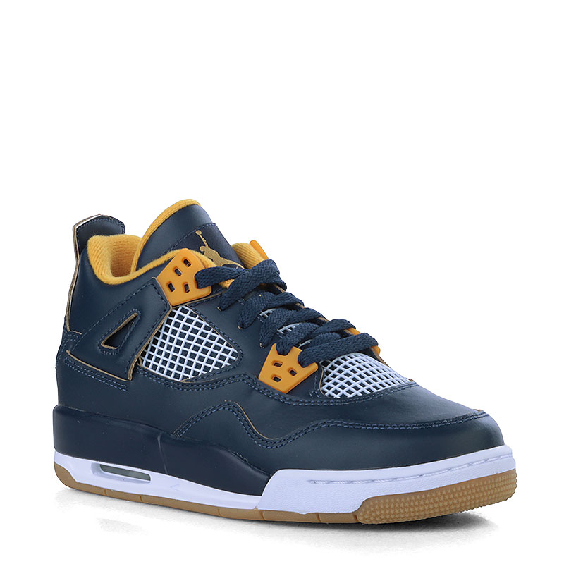 

Кроссовки Jordan, Синий;жёлтый;коричневый;белый, 4 Retro BG