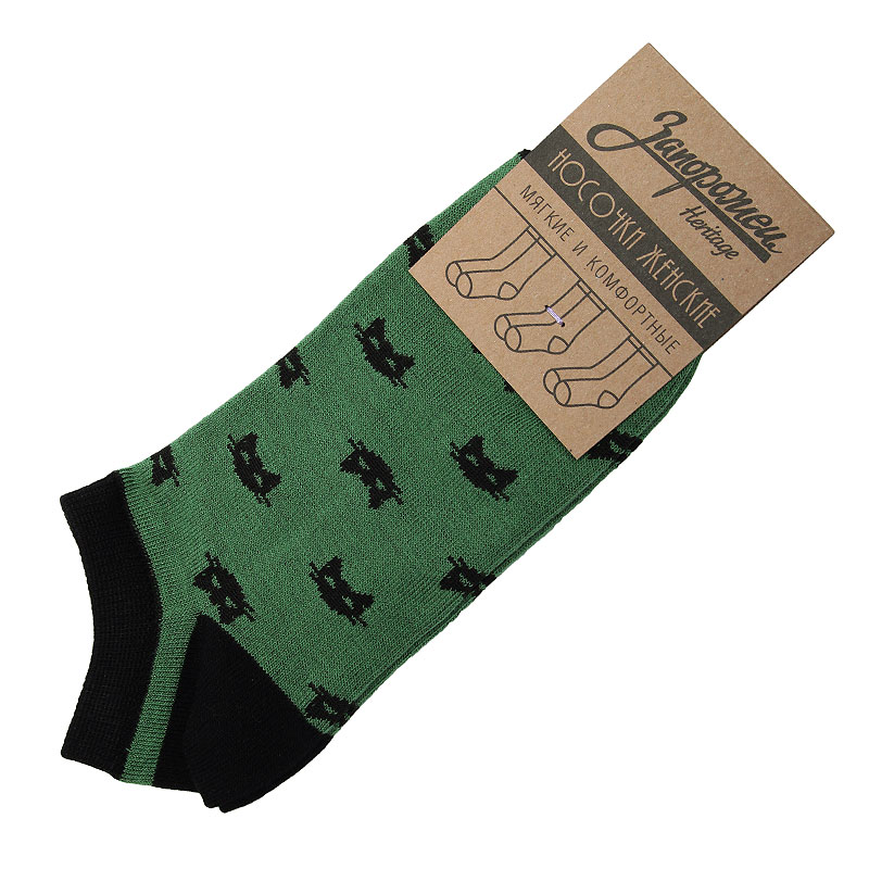 женские зеленые носки Запорожец heritage Котики WКотики корот-зел - цена, описание, фото 1