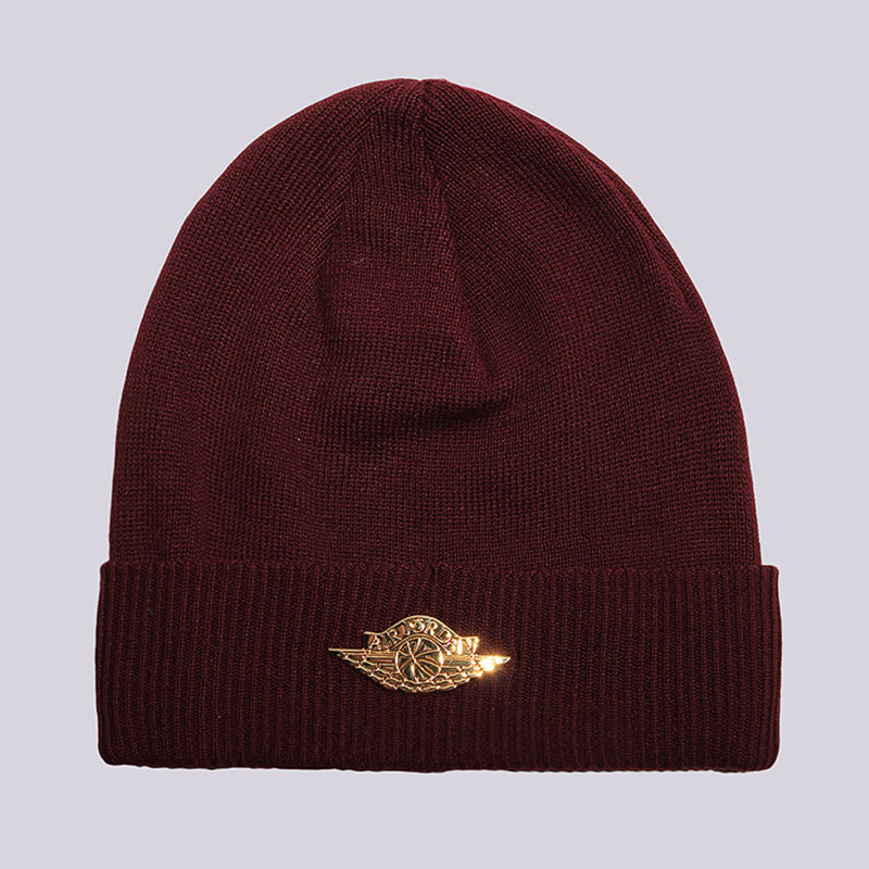  бордовая шапка Jordan Jumpman Beanie Cuf 801770-681 - цена, описание, фото 1