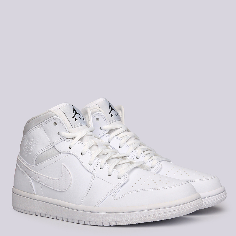 мужские белые кроссовки Jordan 1 MID 554724-110 - цена, описание, фото 1