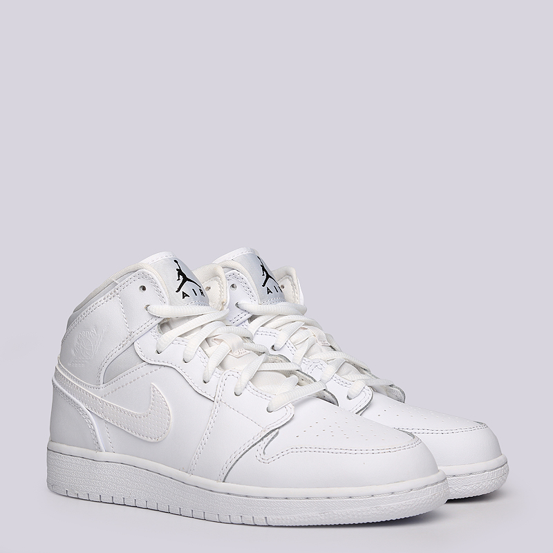 женские белые кроссовки Jordan 1 MID BG 554725-110 - цена, описание, фото 1