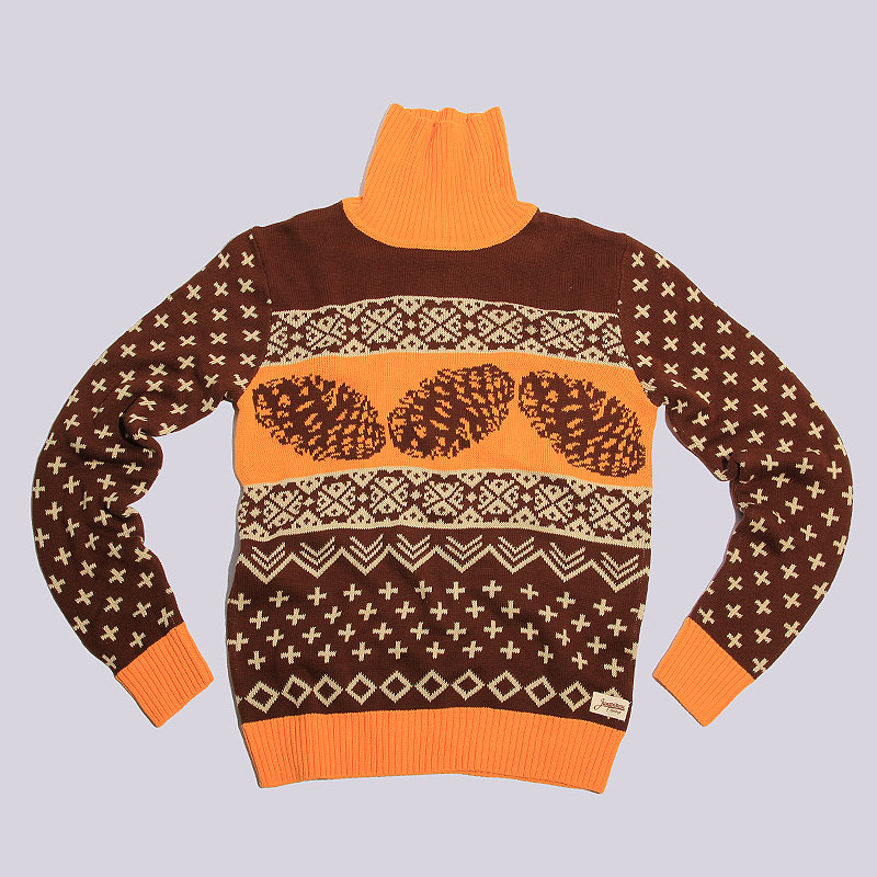 мужской коричневый свитер Запорожец heritage Cone Cone-brwn/yellow - цена, описание, фото 1