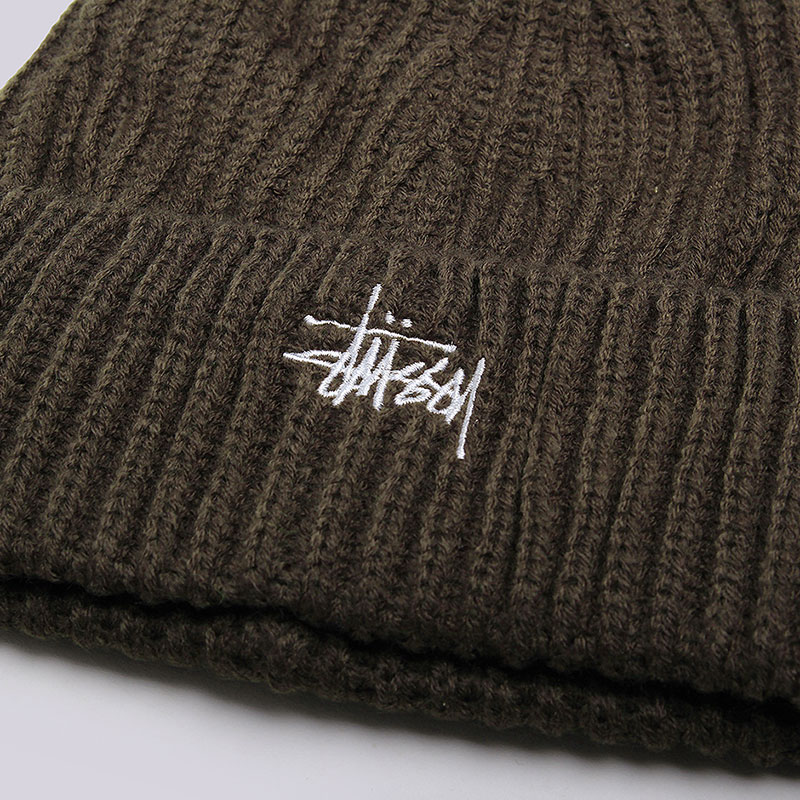 мужская зеленая шапка Stussy Basic Stock Cuff Beanie 132786-olive - цена, описание, фото 2