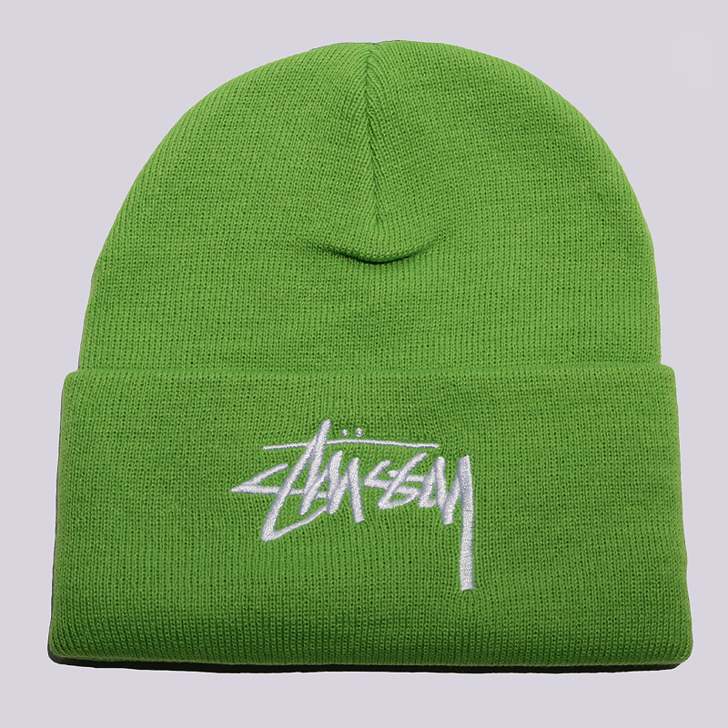  зеленая шапка Stussy Stock Cuff Beanie 132796-green - цена, описание, фото 1