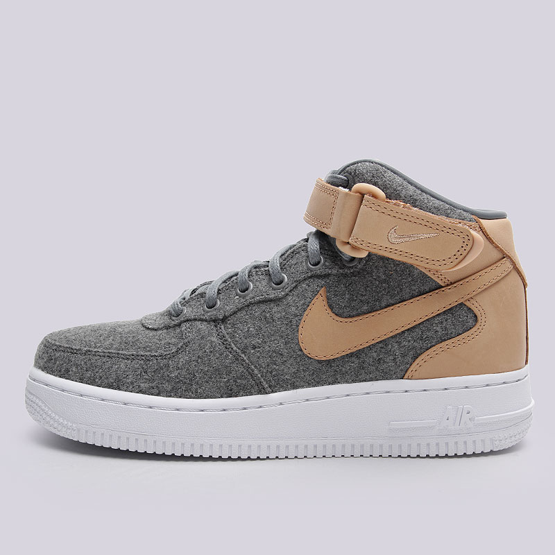 женские серые кроссовки Nike WMNS Air Force 1'07 Mid LTHR PRM 857666-100 - цена, описание, фото 2