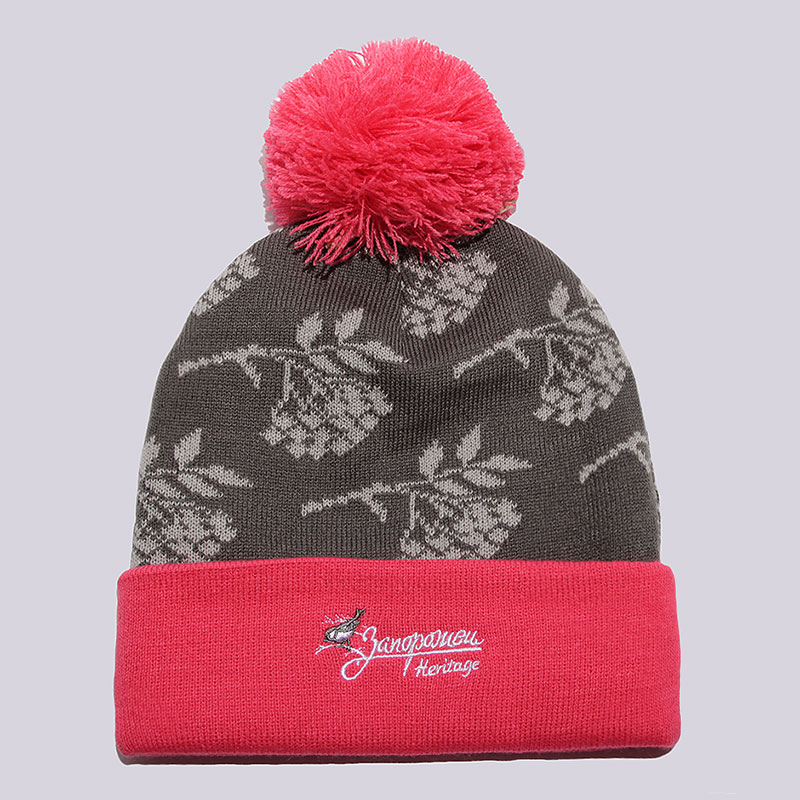 

Шапка Запорожец heritage Ryabina Beanie, Серый;розовый
