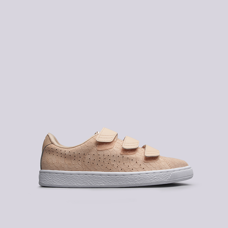 женские персиковые кроссовки PUMA Basket Strap ExoticSkin Wn`s 36270703 - цена, описание, фото 1