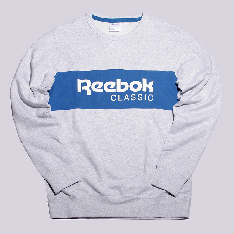 

Толстовка Reebok Archive Stripe Crew, Серый;голубой