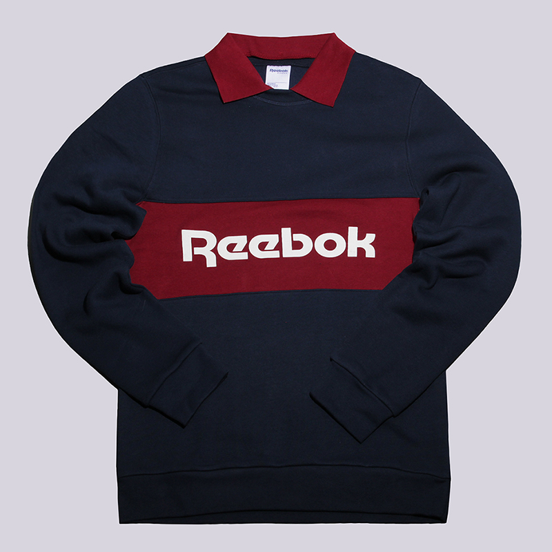 

Толстовка Reebok Archive Stripe Collared Crew, Синий;бордовый