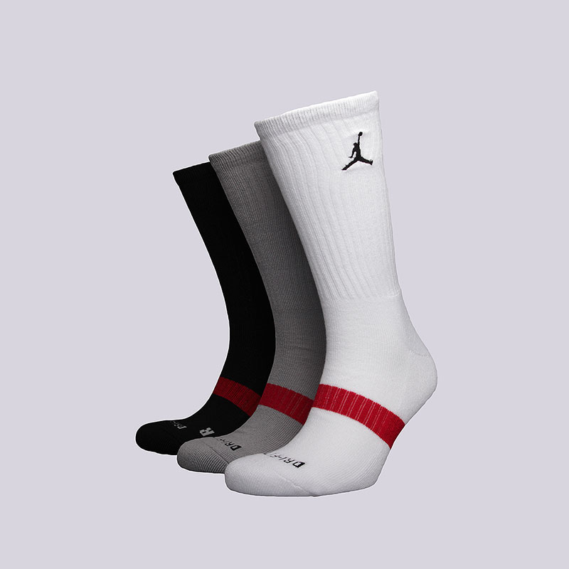 

Носки Jordan Dri-Fit Crew 3PPK, Белый;серый;чёрный
