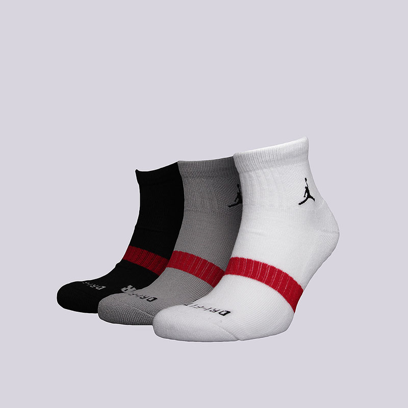 

Носки Jordan Dri-Fit Low QTR 3PPK, Белый;серый;чёрный