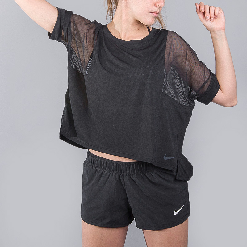 женская черная футболка Nike W NK BRTHE TOP SS 830434-010 - цена, описание, фото 3