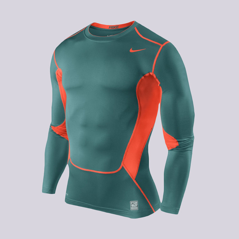 мужская зеленая футболка Nike Hypercool Comp LS 449839-362 - цена, описание, фото 1