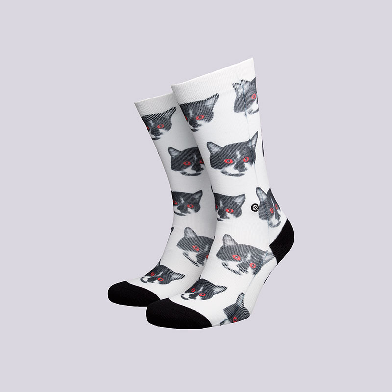 мужские белые носки Stance Zombie Cat W525C16ZOM-WHT - цена, описание, фото 1