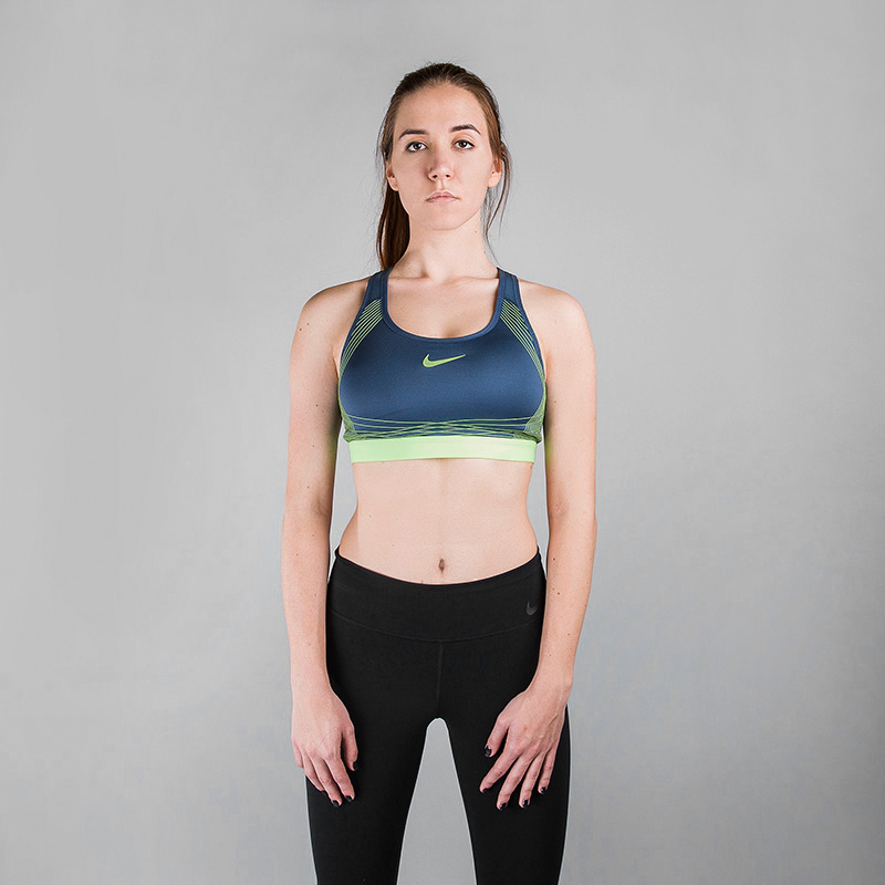 женский синий топ Nike Pro Hyper Classic Sports Bra 832068-465 - цена, описание, фото 2