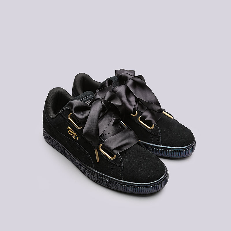 женские черные кроссовки PUMA Suede Heart Satin Wn`s 36271403 - цена, описание, фото 5