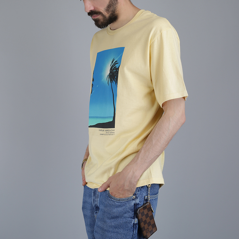 мужская желтая футболка Stussy Harumi Yamaguchi Palm Tee 1904098-pale yellow - цена, описание, фото 1